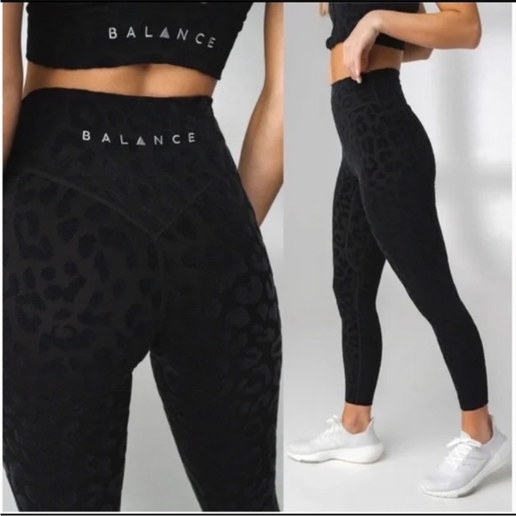 Balance Athletica Black Velvet Cheetah Print Leggings - Picture 2 of 6